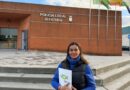 Silvia Bellido, concejal de Vox Rota, en la jefatura de Policía Local