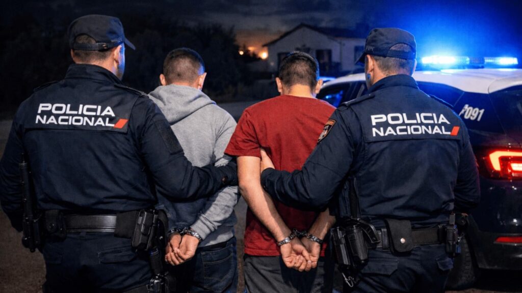 Recreación de la detención de los dos presuntos autores de robos violentos en Rota