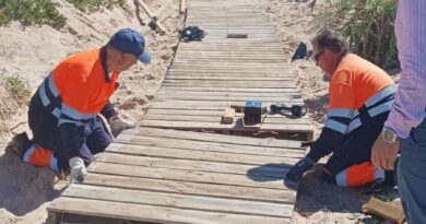 Trabajos de reparación de accesos en las playas de las zonas de Peginas y Aguadulce